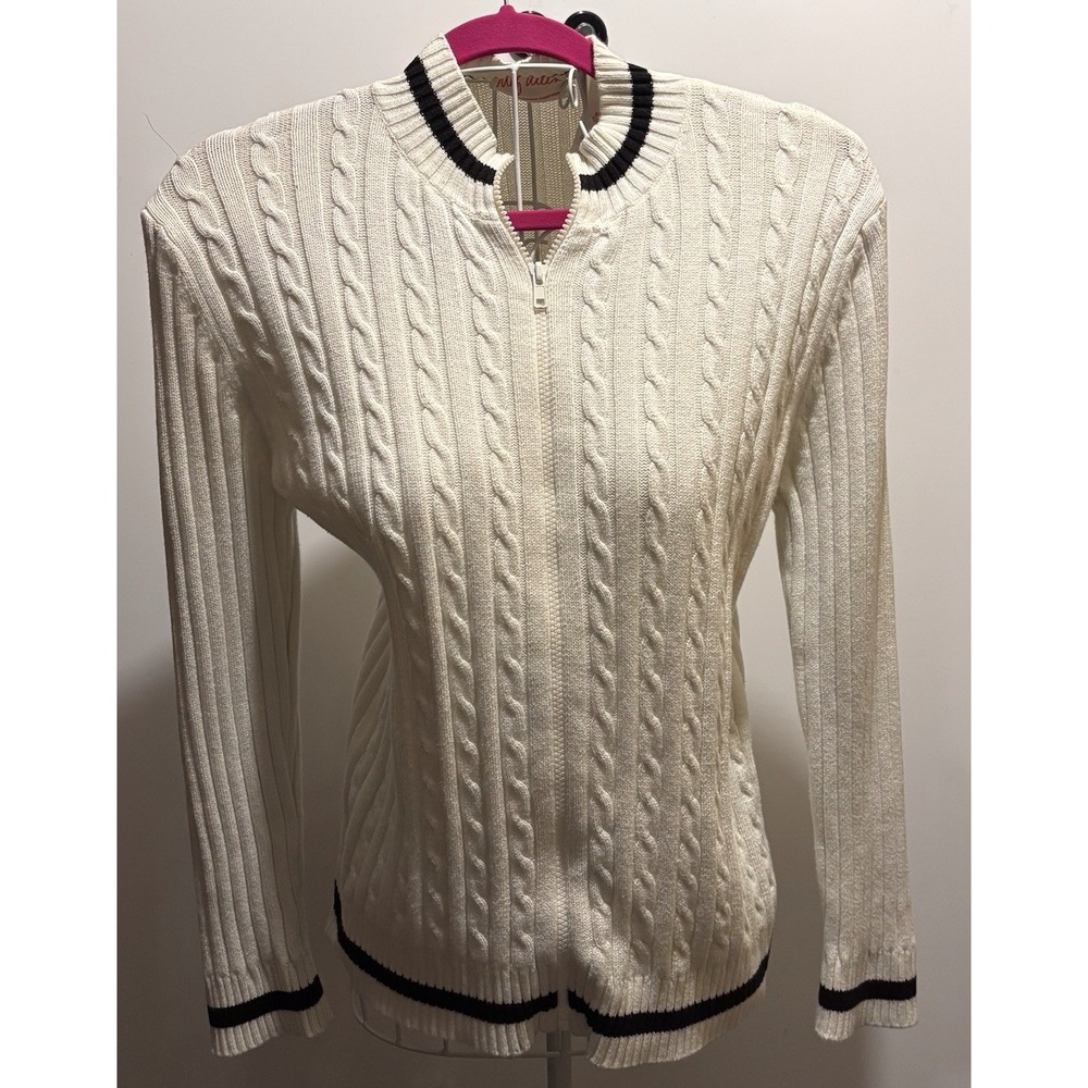 Meg Allen A Liz Claiborne Co. Size 8/10 M Cardigans With Zipper White 38" X 24" - Picture 2 of 7